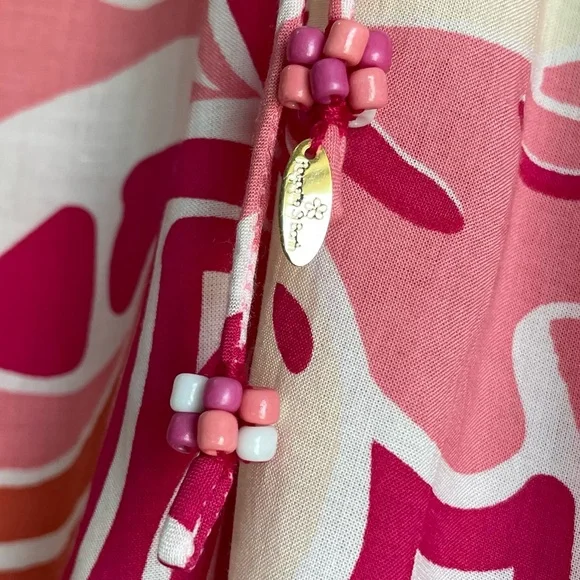 Poupette St Barth Carla Printed Satin Maxi Skirt Size XS Tassel Slit - Picture 9 of 15